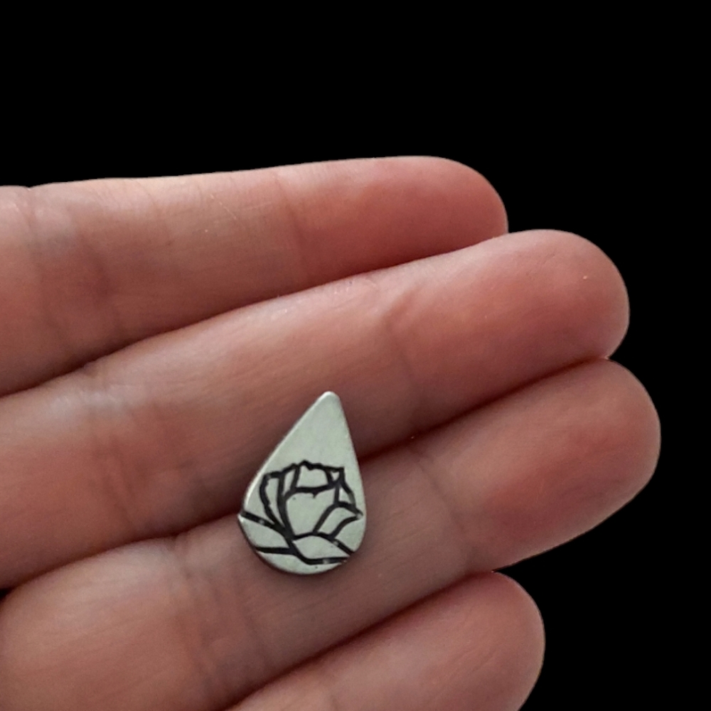 Memorial Tear Rose Tac Lapel Pin signed K. Bernu